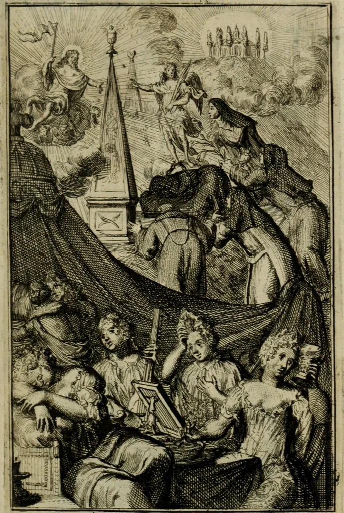 An illustration from Courte description des ordres des femmes & filles religieuses. Contenant une petite relation de leur origine, de leur progrés, & de leur confirmation. Avec les figures de leurs habits, gravez, 1691, leaf 4