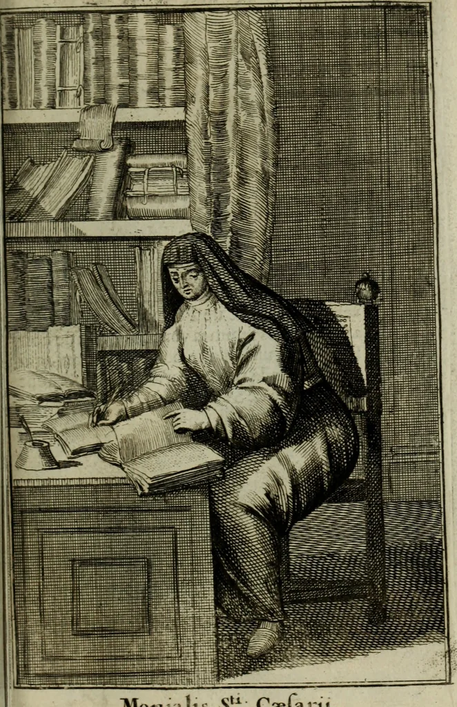 An illustration from Courte description des ordres des femmes & filles religieuses. Contenant une petite relation de leur origine, de leur progrés, & de leur confirmation. Avec les figures de leurs habits, gravez, 1691, leaf 62