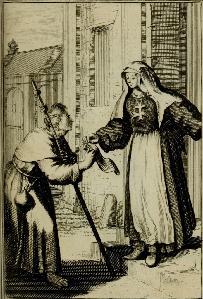 An illustration from Courte description des ordres des femmes & filles religieuses. Contenant une petite relation de leur origine, de leur progrés, & de leur confirmation. Avec les figures de leurs habits, gravez, 1691, leaf 76