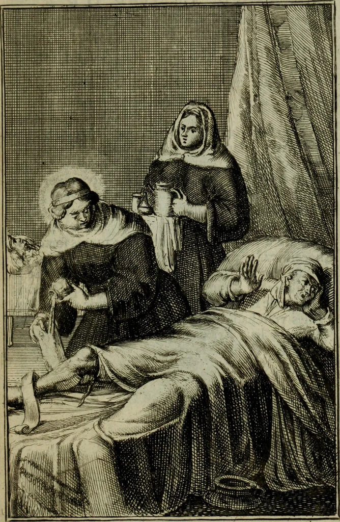 An illustration from Courte description des ordres des femmes & filles religieuses. Contenant une petite relation de leur origine, de leur progrés, & de leur confirmation. Avec les figures de leurs habits, gravez, 1691, leaf 82