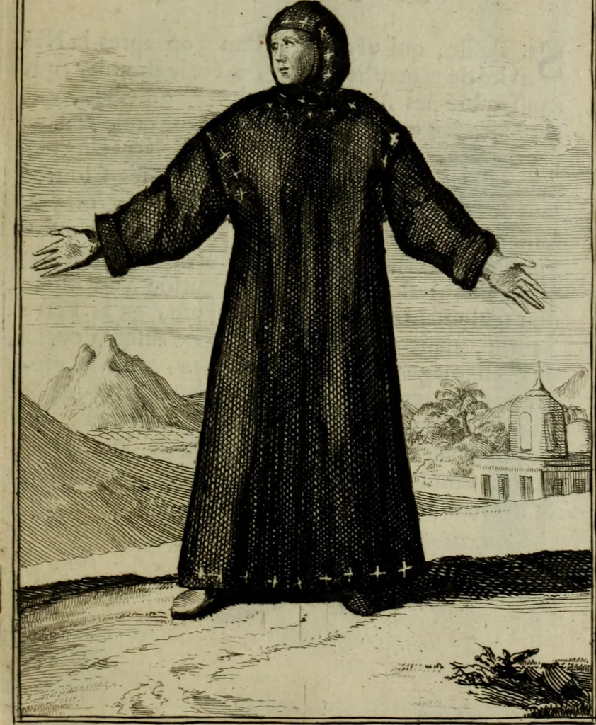 An illustration from Courte description des ordres des femmes & filles religieuses. Contenant une petite relation de leur origine, de leur progrés, & de leur confirmation. Avec les figures de leurs habits, gravez, 1691, leaf 86