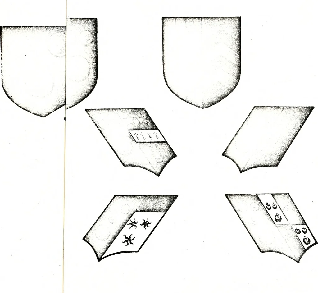 An illustration from Courtenay family armorial, containing over two hundred coats of arms taken from those at Powderham Castle, with explanatory notes, 1896, leaf 18