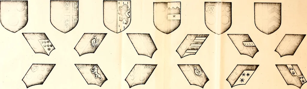 An illustration from Courtenay family armorial, containing over two hundred coats of arms taken from those at Powderham Castle, with explanatory notes, 1896, leaf 20