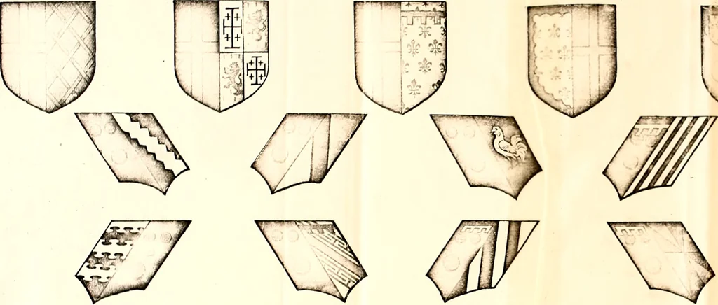 An illustration from Courtenay family armorial, containing over two hundred coats of arms taken from those at Powderham Castle, with explanatory notes, 1896, leaf 24