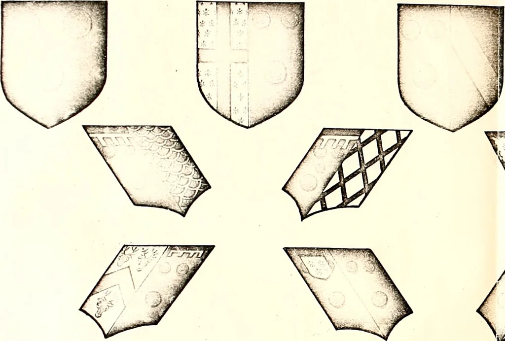 An illustration from Courtenay family armorial, containing over two hundred coats of arms taken from those at Powderham Castle, with explanatory notes, 1896, leaf 28