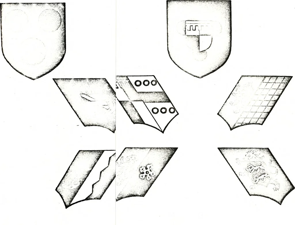 An illustration from Courtenay family armorial, containing over two hundred coats of arms taken from those at Powderham Castle, with explanatory notes, 1896, leaf 34