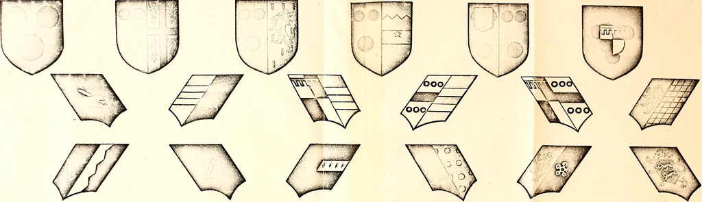An illustration from Courtenay family armorial, containing over two hundred coats of arms taken from those at Powderham Castle, with explanatory notes, 1896, leaf 36