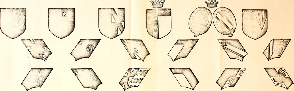 An illustration from Courtenay family armorial, containing over two hundred coats of arms taken from those at Powderham Castle, with explanatory notes, 1896, leaf 40