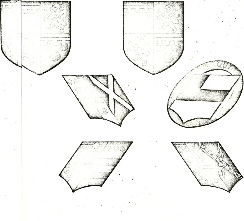An illustration from Courtenay family armorial, containing over two hundred coats of arms taken from those at Powderham Castle, with explanatory notes, 1896, leaf 50