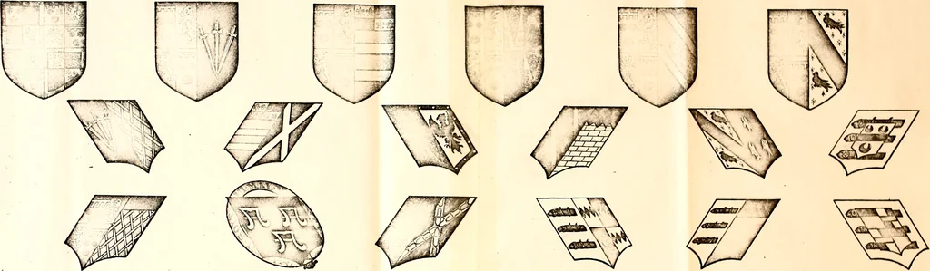 An illustration from Courtenay family armorial, containing over two hundred coats of arms taken from those at Powderham Castle, with explanatory notes, 1896, leaf 60