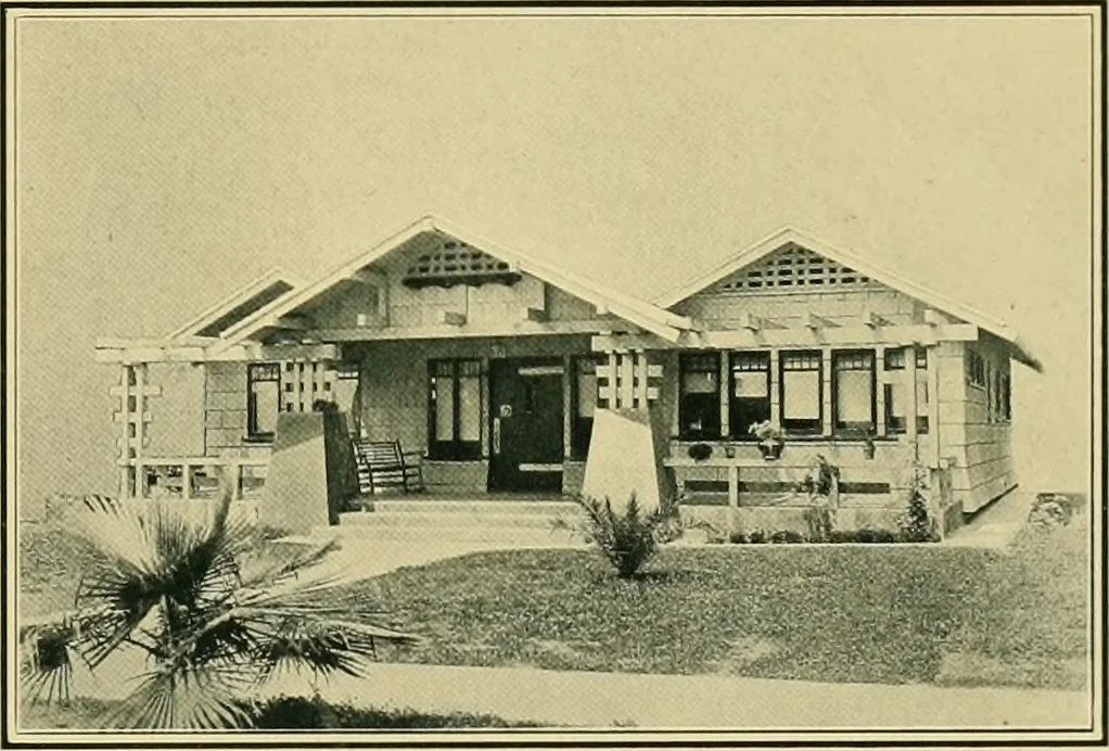 An illustration from Craftsman bungalows : a collection of the latest designs dedicated to the lover of a convenient home by Jud Yoho., 1912, leaf 10