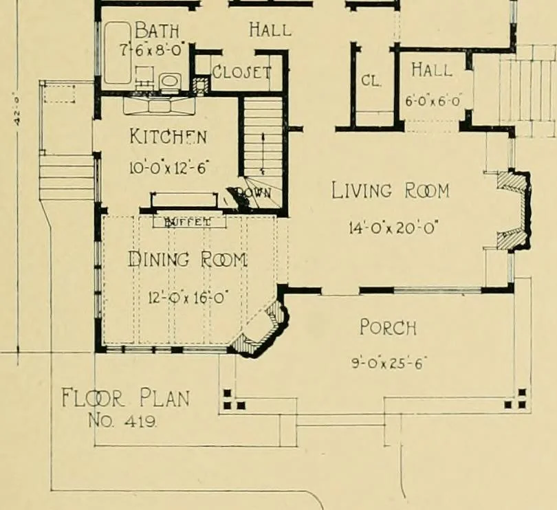 An illustration from Craftsman bungalows : a collection of the latest designs dedicated to the lover of a convenient home by Jud Yoho., 1912, leaf 12