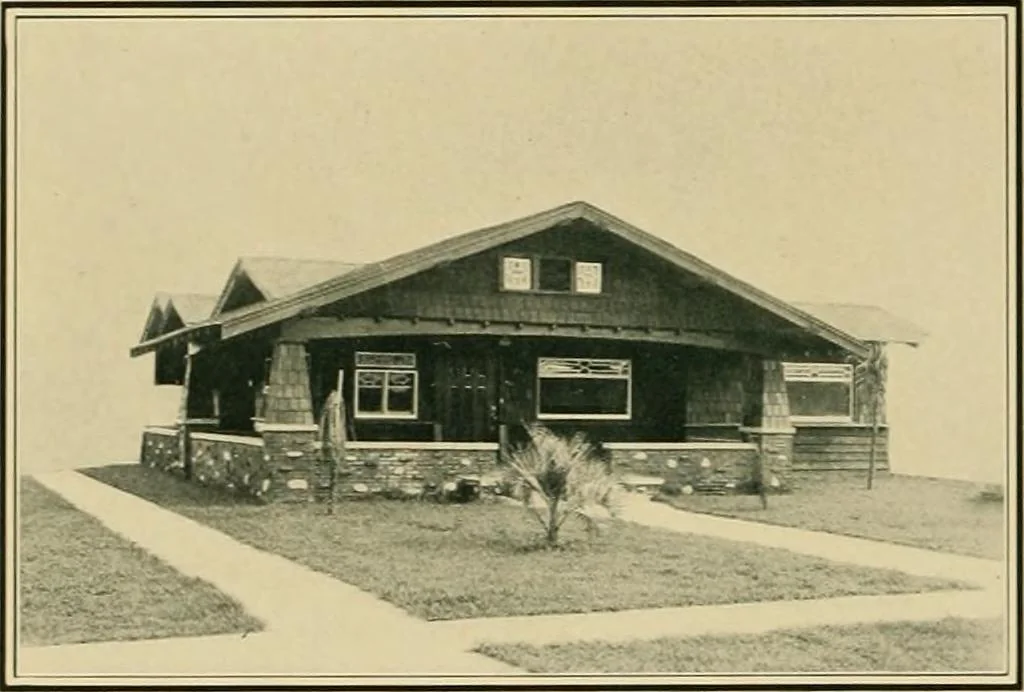 An illustration from Craftsman bungalows : a collection of the latest designs dedicated to the lover of a convenient home by Jud Yoho., 1912, leaf 13