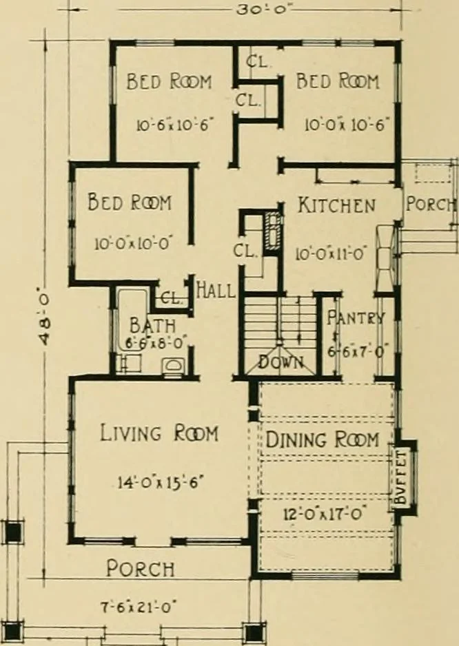 An illustration from Craftsman bungalows : a collection of the latest designs dedicated to the lover of a convenient home by Jud Yoho., 1912, leaf 13