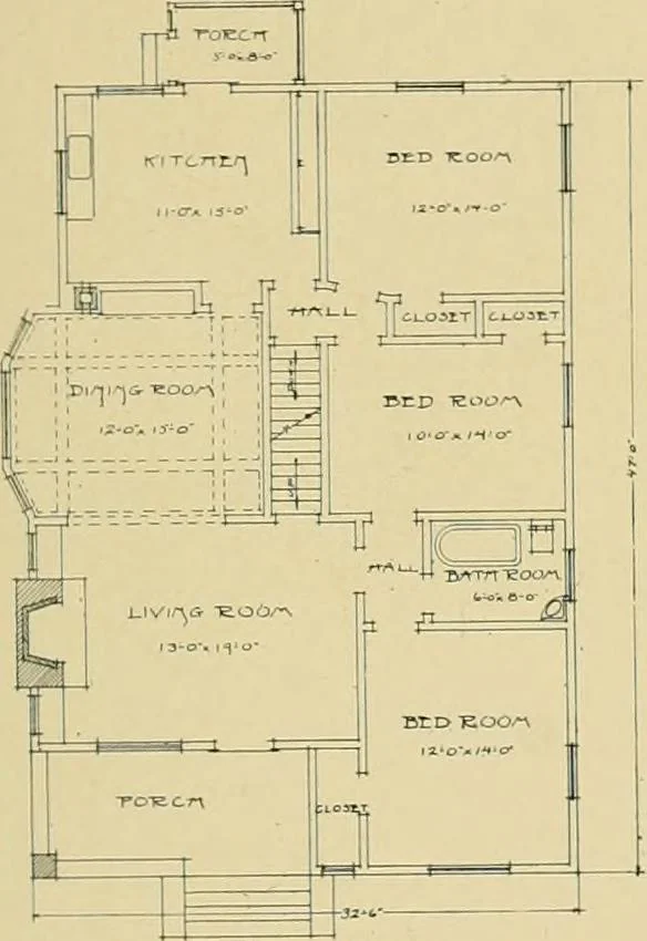 An illustration from Craftsman bungalows : a collection of the latest designs dedicated to the lover of a convenient home by Jud Yoho., 1912, leaf 14