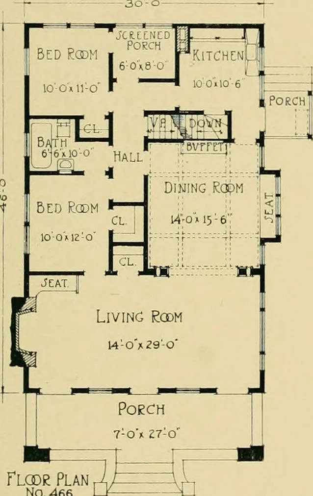 An illustration from Craftsman bungalows : a collection of the latest designs dedicated to the lover of a convenient home by Jud Yoho., 1912, leaf 16