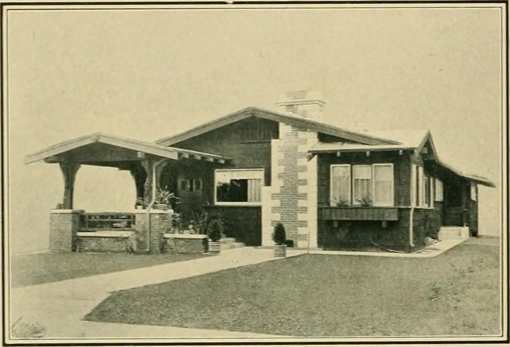 An illustration from Craftsman bungalows : a collection of the latest designs dedicated to the lover of a convenient home by Jud Yoho., 1912, leaf 17