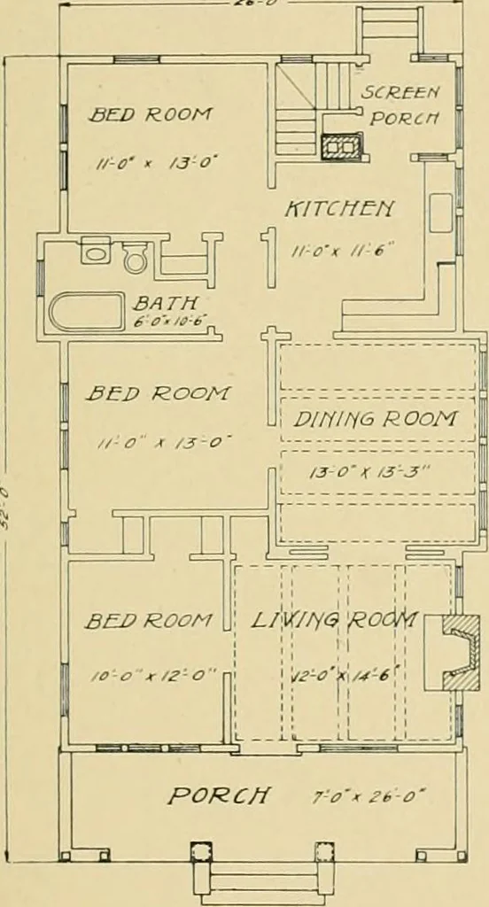 An illustration from Craftsman bungalows : a collection of the latest designs dedicated to the lover of a convenient home by Jud Yoho., 1912, leaf 18