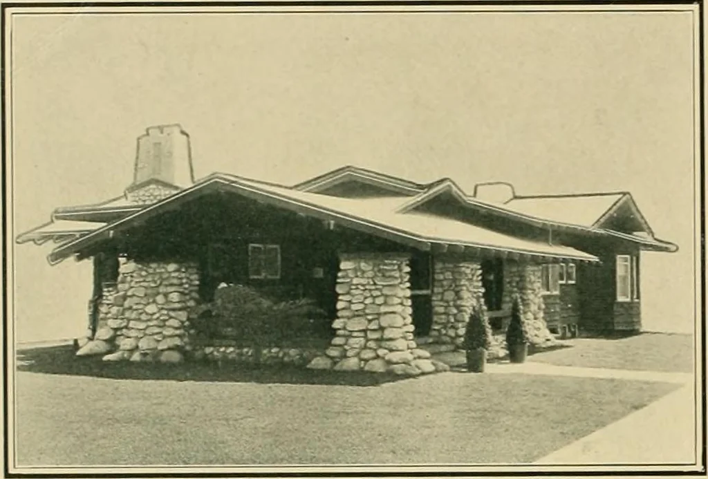 An illustration from Craftsman bungalows : a collection of the latest designs dedicated to the lover of a convenient home by Jud Yoho., 1912, leaf 19
