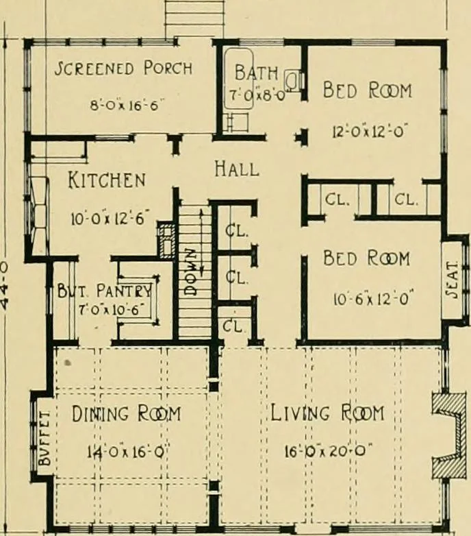 An illustration from Craftsman bungalows : a collection of the latest designs dedicated to the lover of a convenient home by Jud Yoho., 1912, leaf 20