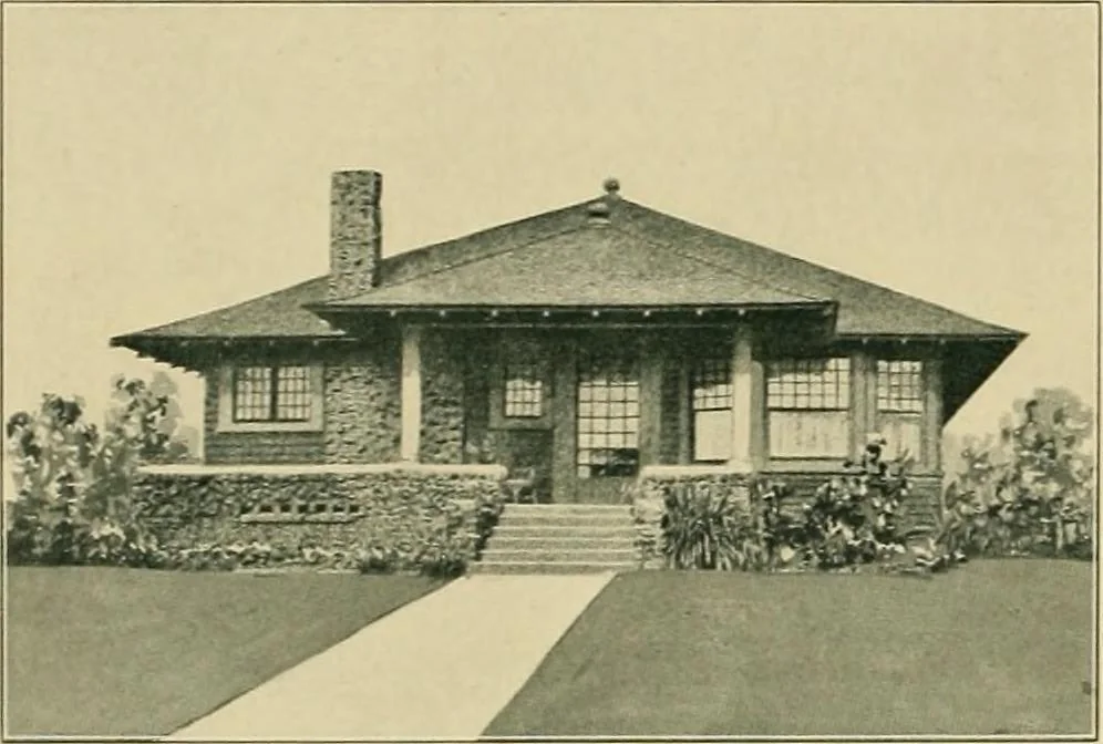 An illustration from Craftsman bungalows : a collection of the latest designs dedicated to the lover of a convenient home by Jud Yoho., 1912, leaf 21