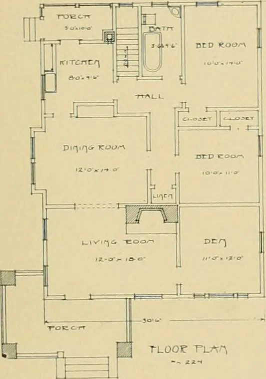 An illustration from Craftsman bungalows : a collection of the latest designs dedicated to the lover of a convenient home by Jud Yoho., 1912, leaf 22
