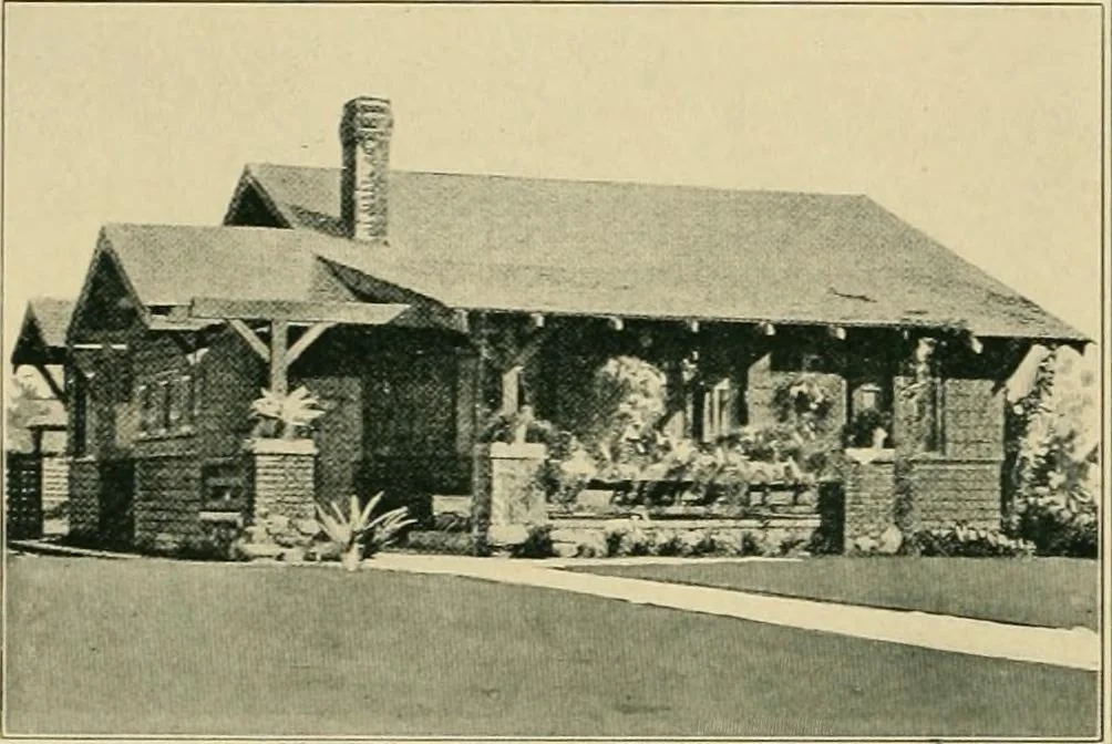 An illustration from Craftsman bungalows : a collection of the latest designs dedicated to the lover of a convenient home by Jud Yoho., 1912, leaf 23