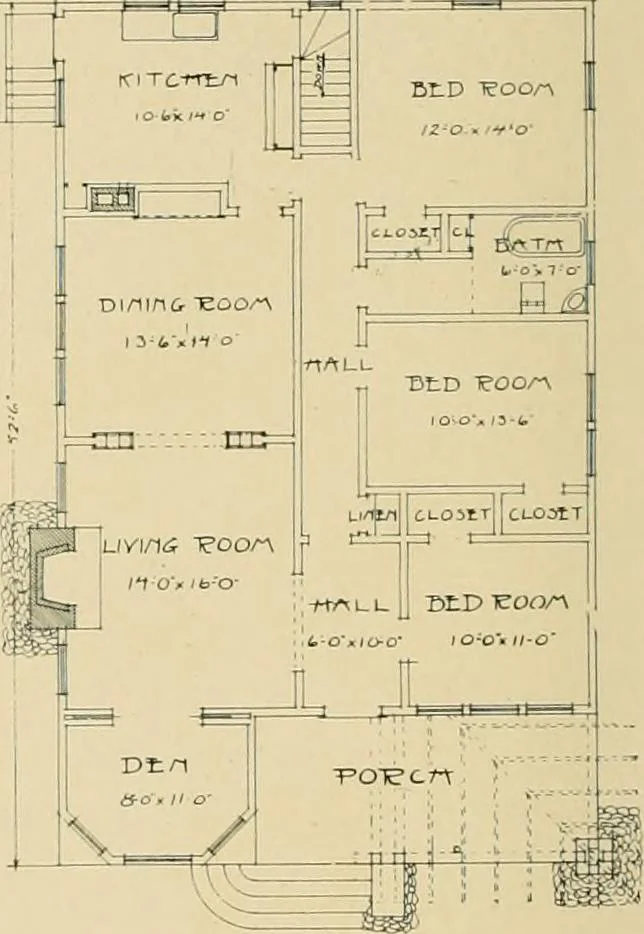 An illustration from Craftsman bungalows : a collection of the latest designs dedicated to the lover of a convenient home by Jud Yoho., 1912, leaf 25