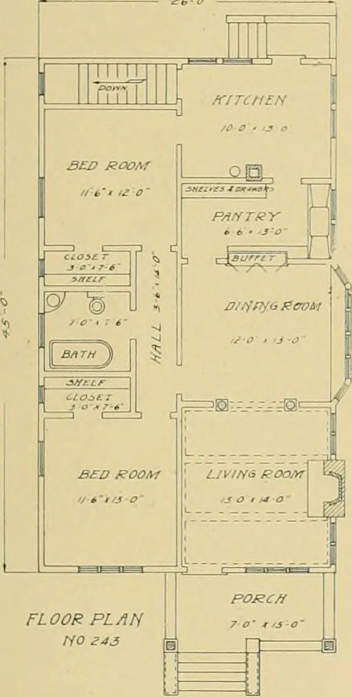 An illustration from Craftsman bungalows : a collection of the latest designs dedicated to the lover of a convenient home by Jud Yoho., 1912, leaf 30