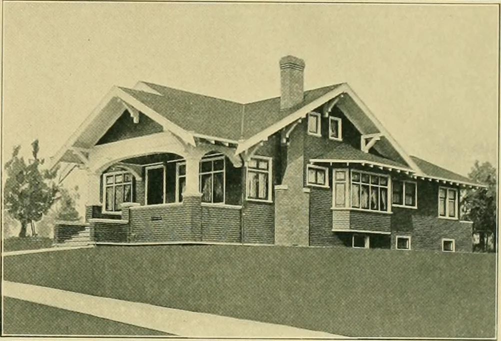 An illustration from Craftsman bungalows : a collection of the latest designs dedicated to the lover of a convenient home by Jud Yoho., 1912, leaf 30