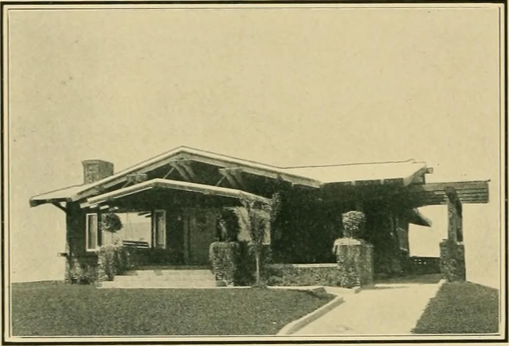 An illustration from Craftsman bungalows : a collection of the latest designs dedicated to the lover of a convenient home by Jud Yoho., 1912, leaf 31