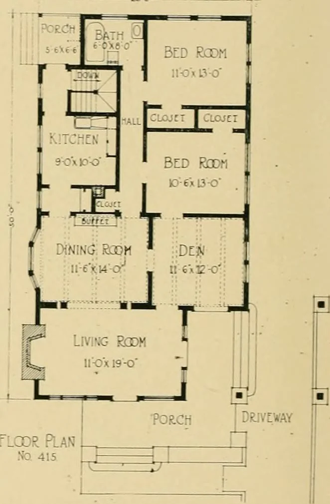 An illustration from Craftsman bungalows : a collection of the latest designs dedicated to the lover of a convenient home by Jud Yoho., 1912, leaf 31