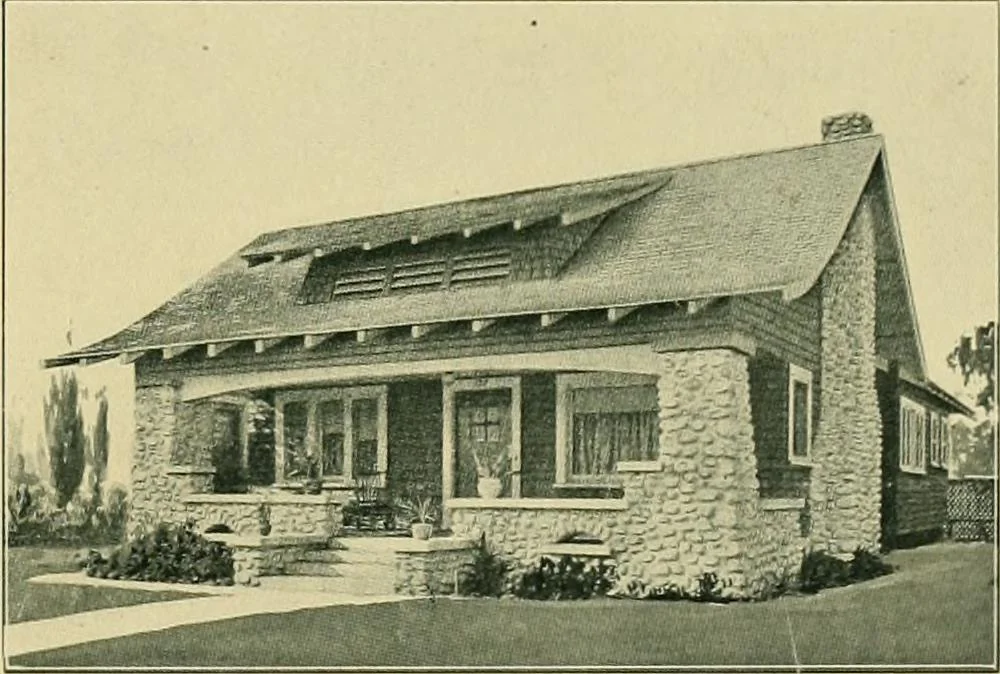 An illustration from Craftsman bungalows : a collection of the latest designs dedicated to the lover of a convenient home by Jud Yoho., 1912, leaf 32