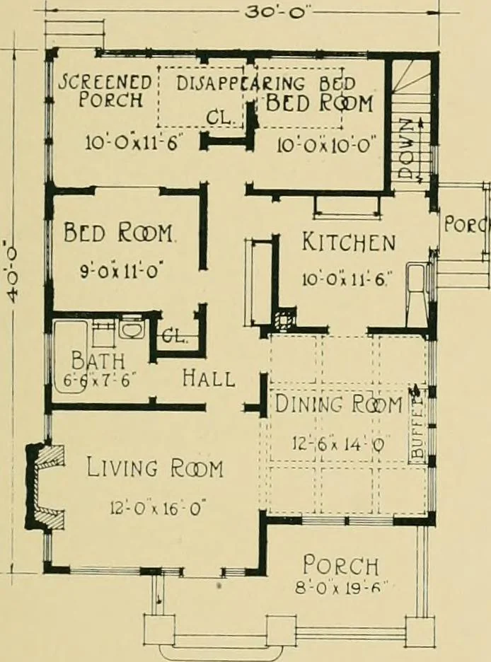 An illustration from Craftsman bungalows : a collection of the latest designs dedicated to the lover of a convenient home by Jud Yoho., 1912, leaf 34