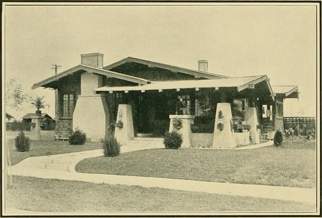 An illustration from Craftsman bungalows : a collection of the latest designs dedicated to the lover of a convenient home by Jud Yoho., 1912, leaf 35