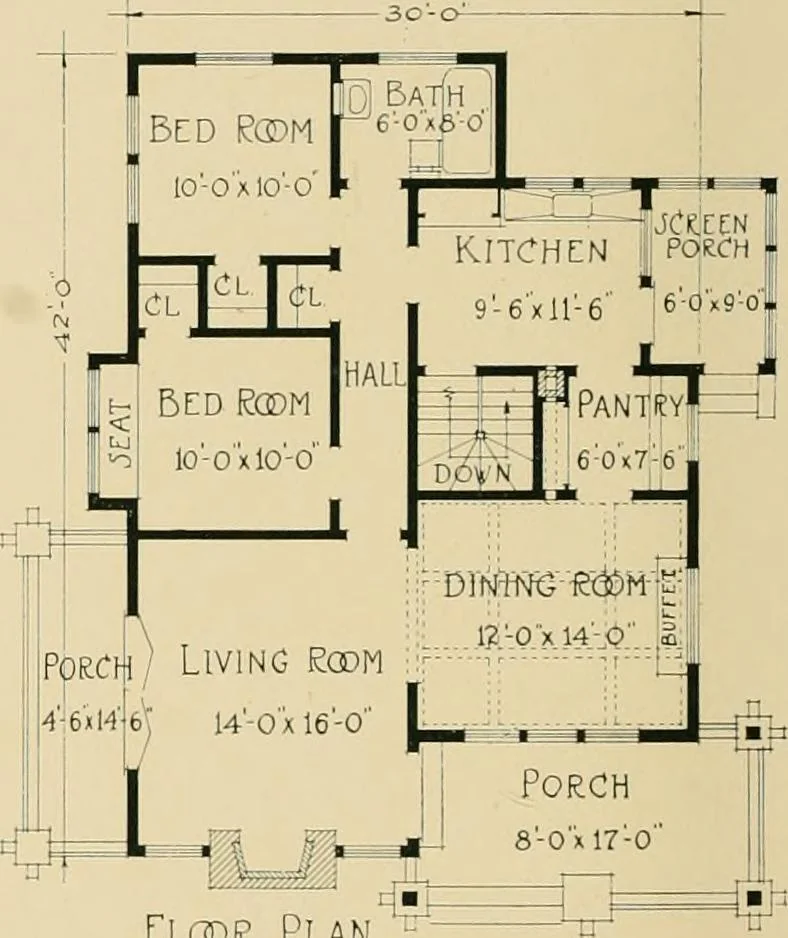 An illustration from Craftsman bungalows : a collection of the latest designs dedicated to the lover of a convenient home by Jud Yoho., 1912, leaf 35
