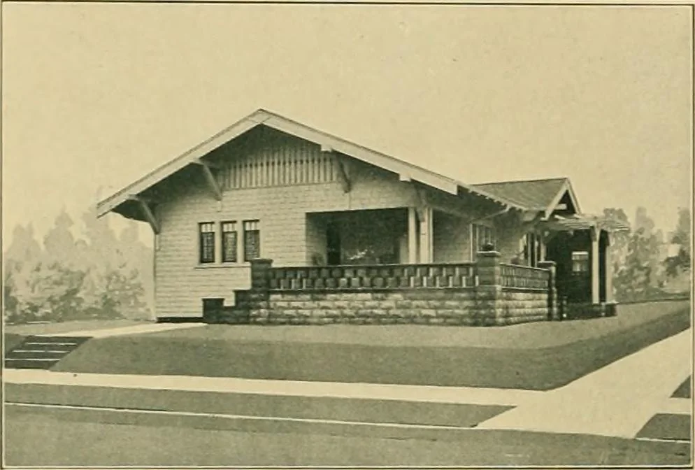 An illustration from Craftsman bungalows : a collection of the latest designs dedicated to the lover of a convenient home by Jud Yoho., 1912, leaf 37
