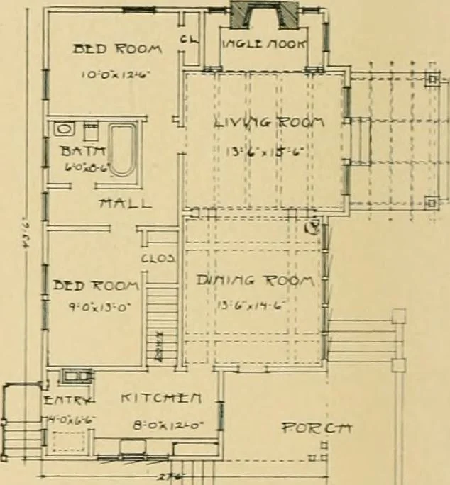 An illustration from Craftsman bungalows : a collection of the latest designs dedicated to the lover of a convenient home by Jud Yoho., 1912, leaf 37