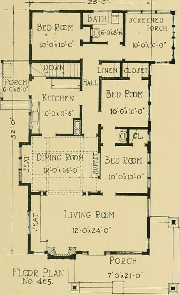 An illustration from Craftsman bungalows : a collection of the latest designs dedicated to the lover of a convenient home by Jud Yoho., 1912, leaf 38