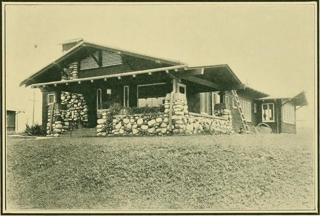 An illustration from Craftsman bungalows : a collection of the latest designs dedicated to the lover of a convenient home by Jud Yoho., 1912, leaf 38