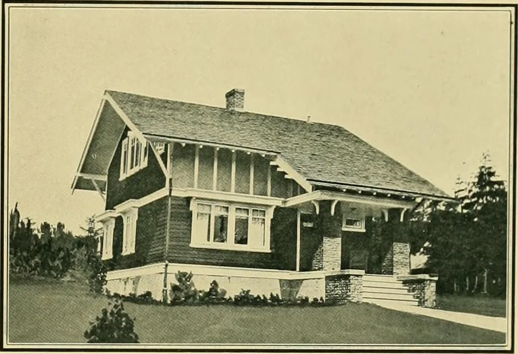 An illustration from Craftsman bungalows : a collection of the latest designs dedicated to the lover of a convenient home by Jud Yoho., 1912, leaf 40