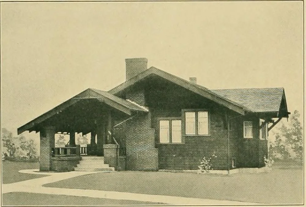 An illustration from Craftsman bungalows : a collection of the latest designs dedicated to the lover of a convenient home by Jud Yoho., 1912, leaf 41