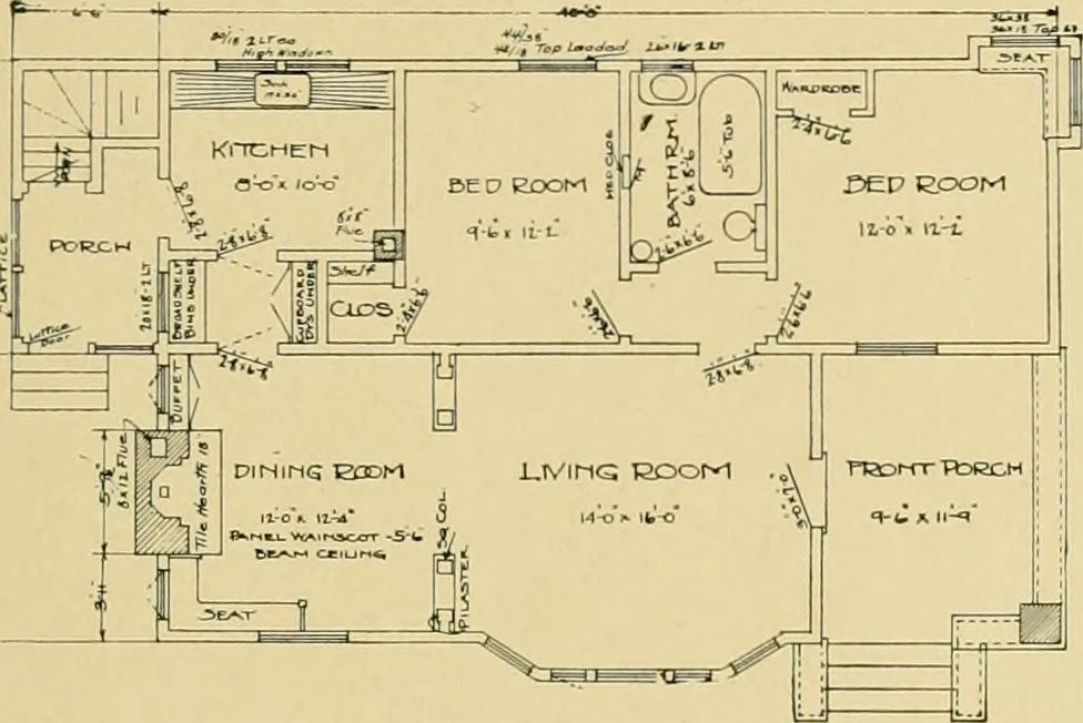 An illustration from Craftsman bungalows : a collection of the latest designs dedicated to the lover of a convenient home by Jud Yoho., 1912, leaf 42