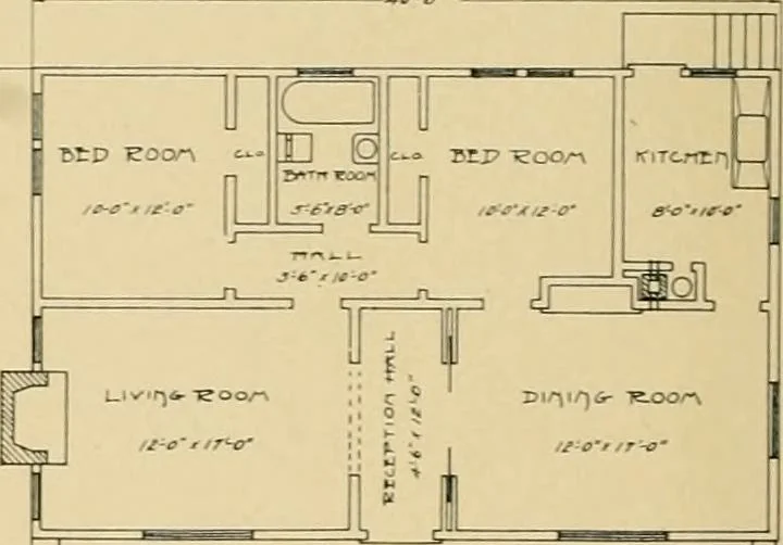 An illustration from Craftsman bungalows : a collection of the latest designs dedicated to the lover of a convenient home by Jud Yoho., 1912, leaf 43