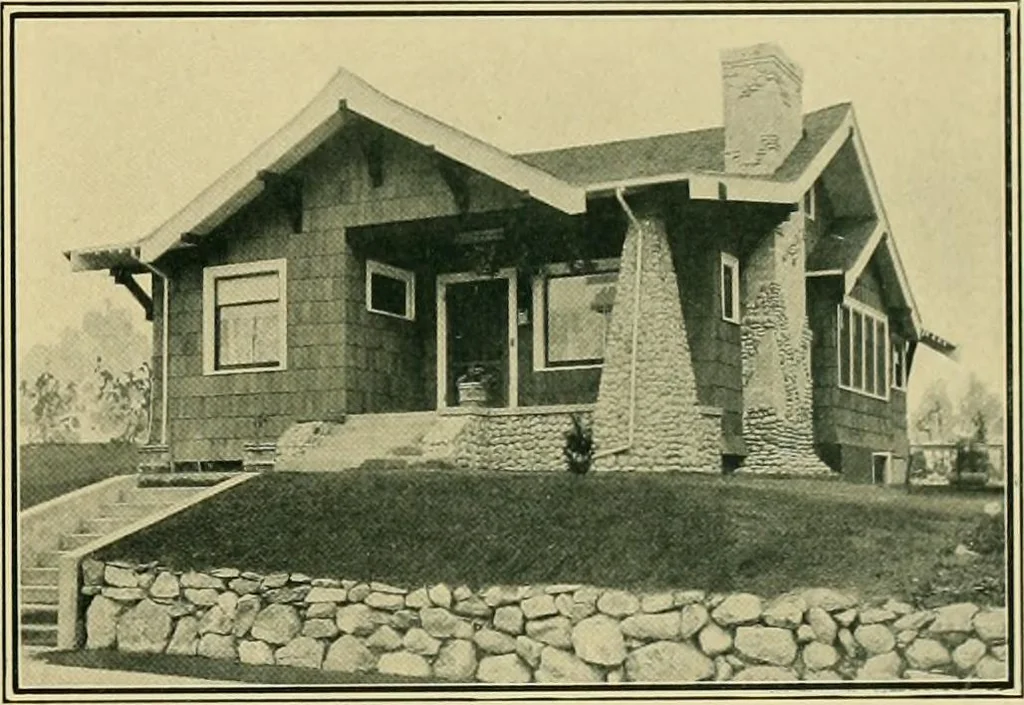 An illustration from Craftsman bungalows : a collection of the latest designs dedicated to the lover of a convenient home by Jud Yoho., 1912, leaf 44