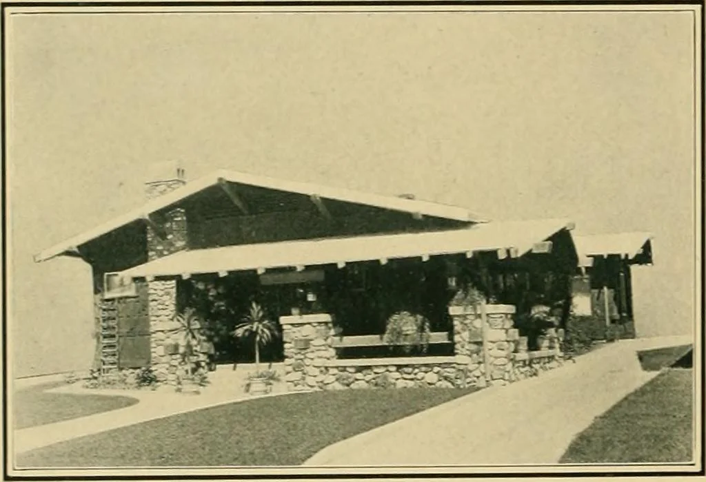 An illustration from Craftsman bungalows : a collection of the latest designs dedicated to the lover of a convenient home by Jud Yoho., 1912, leaf 45