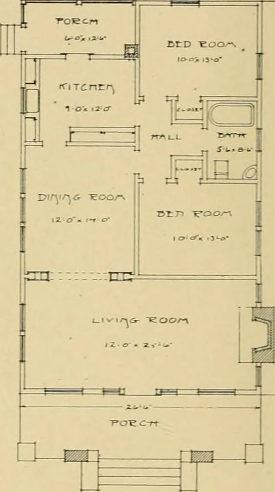 An illustration from Craftsman bungalows : a collection of the latest designs dedicated to the lover of a convenient home by Jud Yoho., 1912, leaf 47