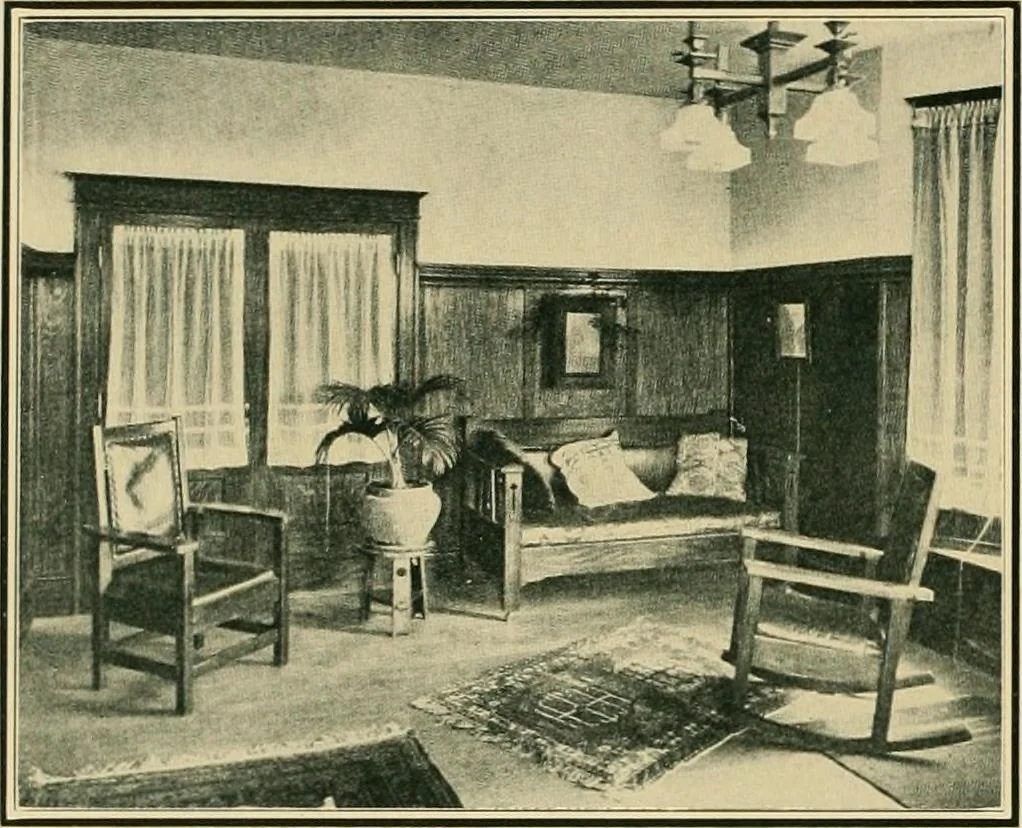 An illustration from Craftsman bungalows : a collection of the latest designs dedicated to the lover of a convenient home by Jud Yoho., 1912, leaf 53