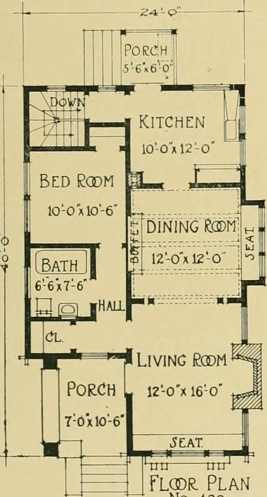 An illustration from Craftsman bungalows : a collection of the latest designs dedicated to the lover of a convenient home by Jud Yoho., 1912, leaf 54