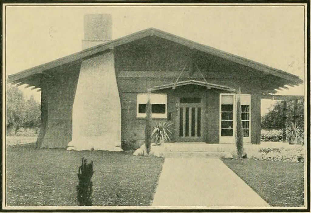 An illustration from Craftsman bungalows : a collection of the latest designs dedicated to the lover of a convenient home by Jud Yoho., 1912, leaf 57